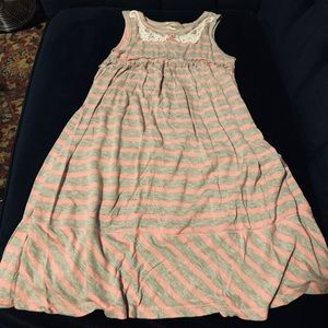Pink Vanilla Girls Stripe and Lace Knit Dress